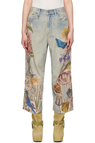 R13: Blue Cropped Wide Leg Jeans | SSENSE