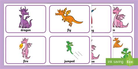Five Little Dragons Learning How to Fly Nursery Rhyme Picture Flashcards