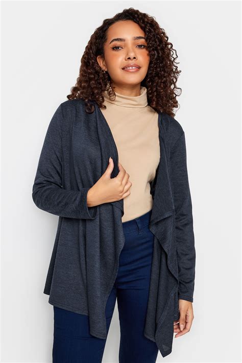 Long blue cardigan womens top