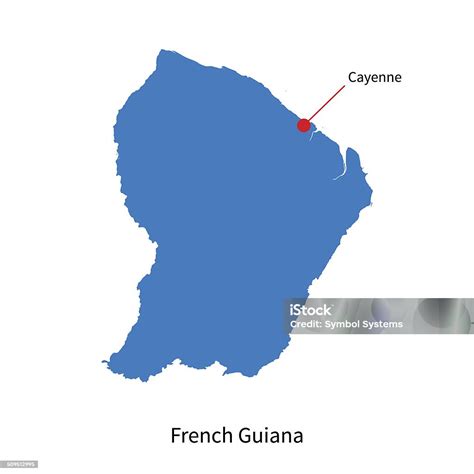 Detailed Vector Map Of French Guiana And Capital City Cayenne Stock ...