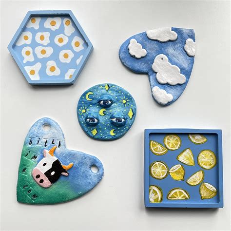 Shades of blue 🦋🛸🌧 | Clay art, Clay crafts, Clay art projects