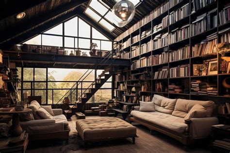Book room with a loft library | Premium AI-generated image