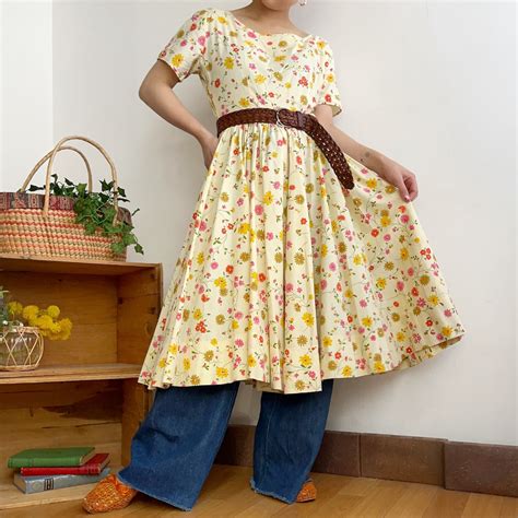 70’s vintage colorful flower dress | hummingvtg