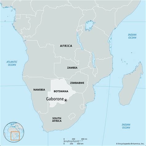 Map Of Botswana Africa - country capital gaborone
