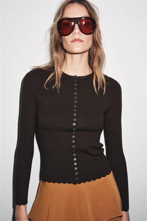 RIB KNIT CARDIGAN - Brown | ZARA India