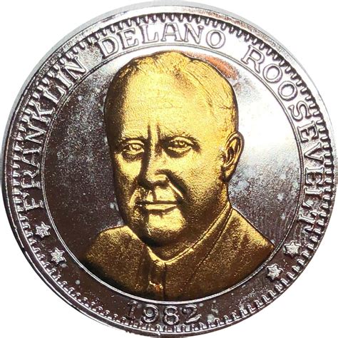 1982 Double Eagle Commemorative-Silver Layered With 24 Karat Gold Layered Devices Franklin D ...