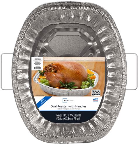 Mainstays Aluminum Oval Roaster with Handles 16" x 13.13" x 3.13" 1 ...