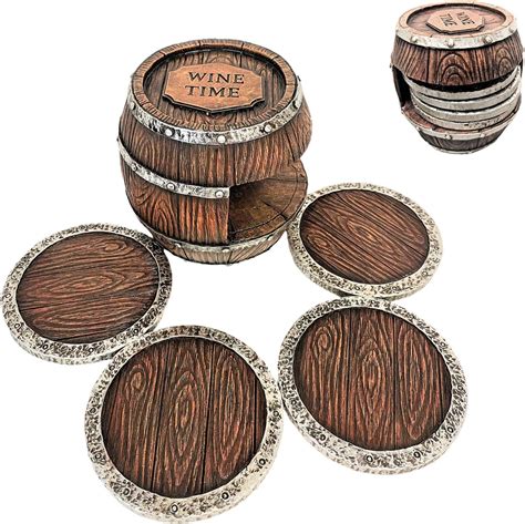 Amazon.com: Rustic Western Style Decorative Barrel Coaster Set - Barrel ...