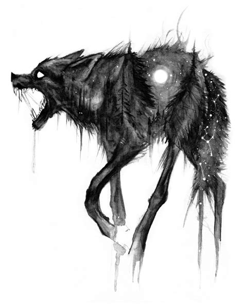 scary wolf drawing