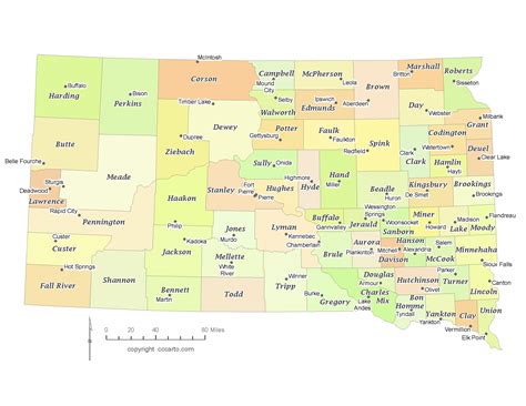 South Dakota County Map With Cities