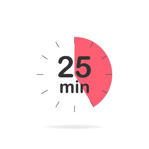25 minutes timer. Stopwatch symbol in flat style. Editable isolated ...