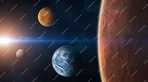 Premium Photo | Terrestrial planets mars earth venus mercury elements ...