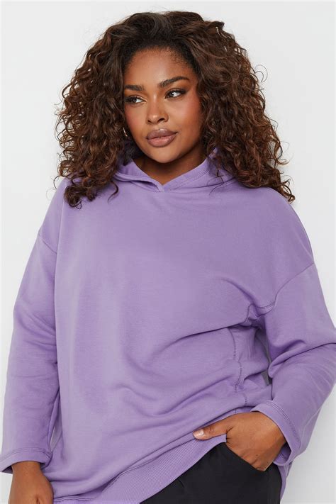 YOURS Plus Size Purple Oversized Long Sleeve Hoodie | Yours Clothing