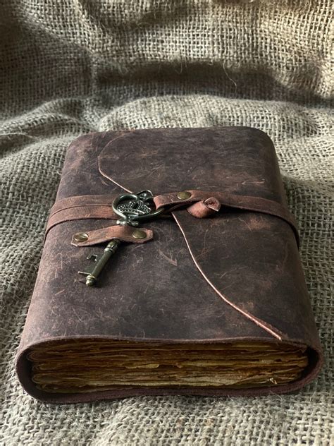 Handmade Rustic Brown Leather Journal: Vintage Key Closure Travel Diary - Etsy | Leather diary ...