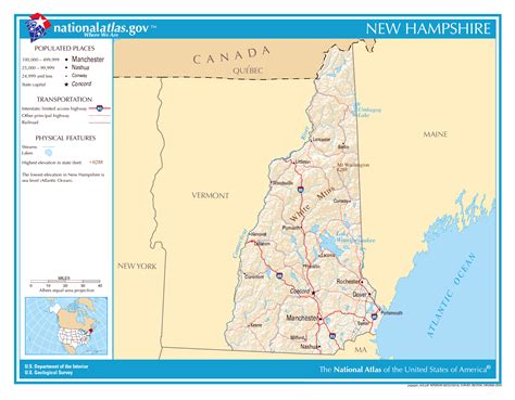 Large detailed map of New Hampshire state. New Hampshire state large ...