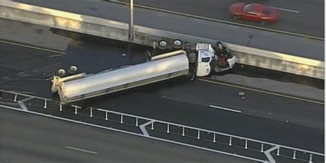 Tanker truck rolls over in Broward County, spilling fuel