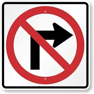 SmartSign 24 x 24 inch No Right Turn MUTCD-Compliant Metal Sign (Symbol ...