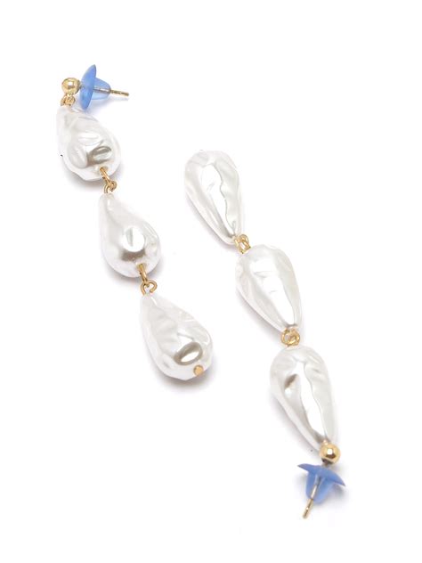 Bohey by KARATCART Gold Plated Pearl Drop White Earrings for Women