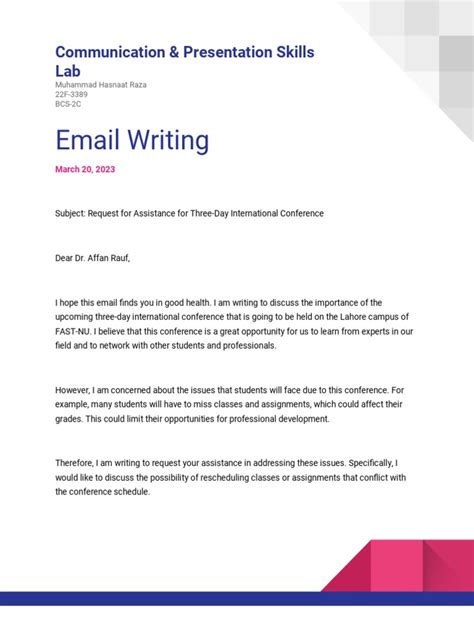 Image result for Email Writing Format Example