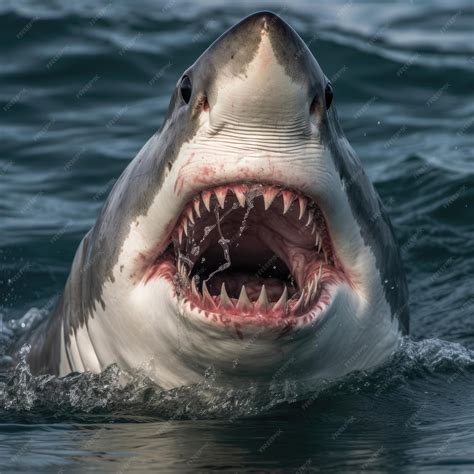 Premium AI Image | A great white shark's mouth is open Generative AI