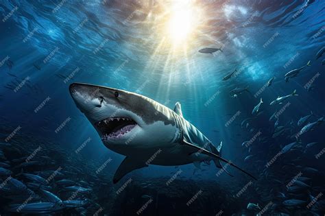 Premium Photo | Great Shark Underwater Underwater Great White Shark in ...