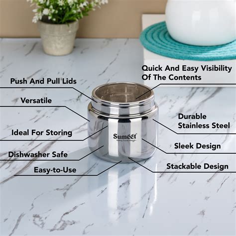 Sumeet Stainless Steel Canisters/Dabba/Storage Containers for Kitchen ...
