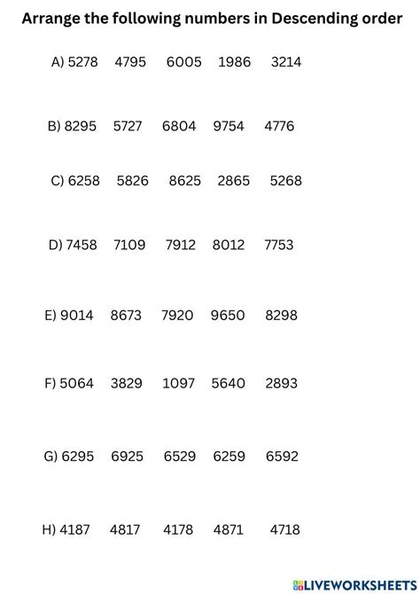 Image result for Ordering Numbers Activity