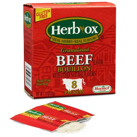 Herb-Ox Instant Broth & Seasoning Granulated BSL1 Beef Bouillon Packets ...