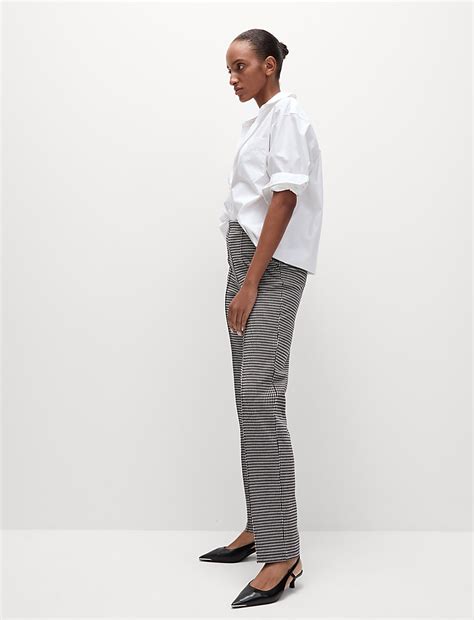 Buy Twill Checked Straight Leg Trousers at Marks & Spencer