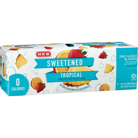 H-E-B Sweetened Tropical Sparkling Water 12 pk Cans - Shop Water at H-E-B