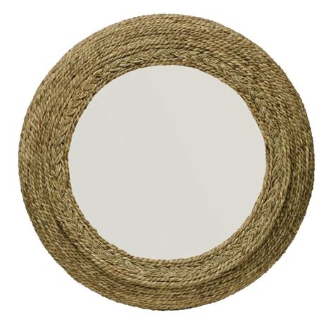 11.25-in W x 24.25-in H Round Seagrass Framed Wall Mirror at Lowes.com