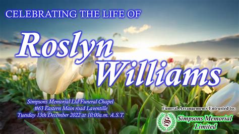 Funeral Service of Roslyn Williams - YouTube