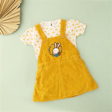 Girls Dungaree Frock with T-shirt | corduroy | 100% cotton – Kinder’s Crew