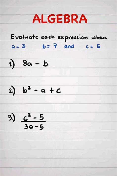 Evaluating Algebraic Expressions 的图像结果
