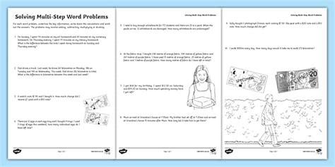 Solving Multi-Step Word Problems Activity Sheet - Twinkl