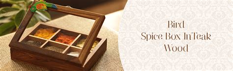 Buy ExclusiveLane Bird Decorative Masala Dani Teak Wooden Spice Box Set ...