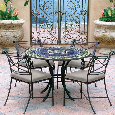 Lake Como Mosaic Patio Table | Neille Olson Mosaics - Iron Accents