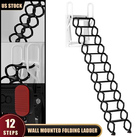 Buy Mad Hornets Wall Mounted Folding Ladder Black Loft Attic Stairs ...
