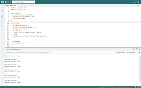 Example Code Rain Sensor Arduino 的图像结果