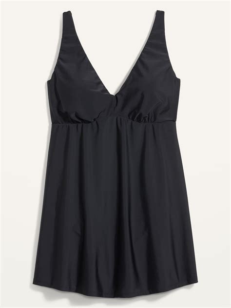 V-Neck Secret-Smooth Plus-Size Underwire Swim Dress | Old Navy