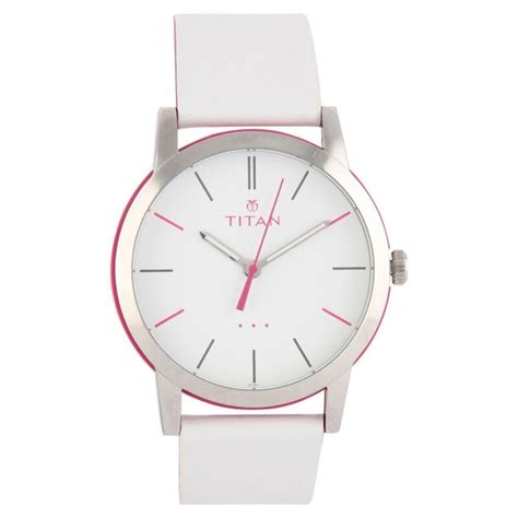 Buy Online Titan Women Analog White Dial Quartz Leather Strap watch for ...