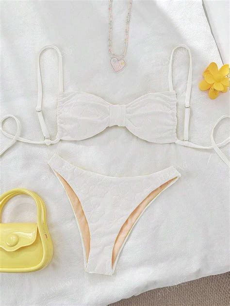 2pcs Women Summer Beach Outit, Textured Fabric Spaghetti Strap Tankini ...