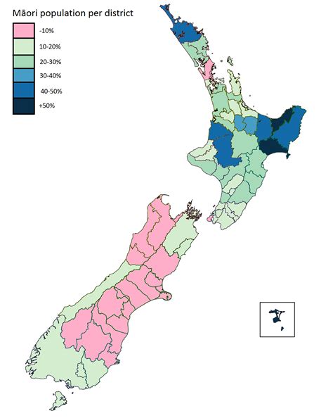 Māori population percentage per district in New Zealand | Language map ...