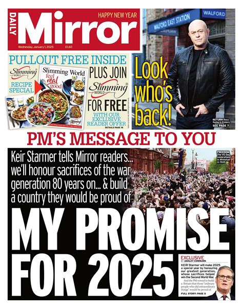 Daily Mirror Front Page 1st of January 2025 - Tomorrow's Papers Today!