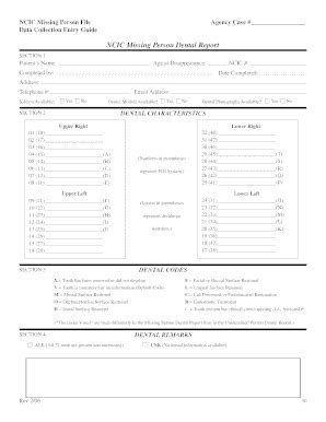 Fillable Online app doj mt NCIC Missing Person Dental Report SECTION 1 ...