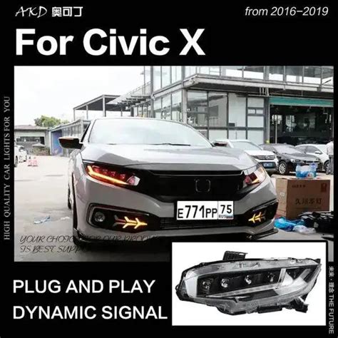 Honda Civic Headlights 2016-2019 New Civic LED Headlight LED DRL Head ...