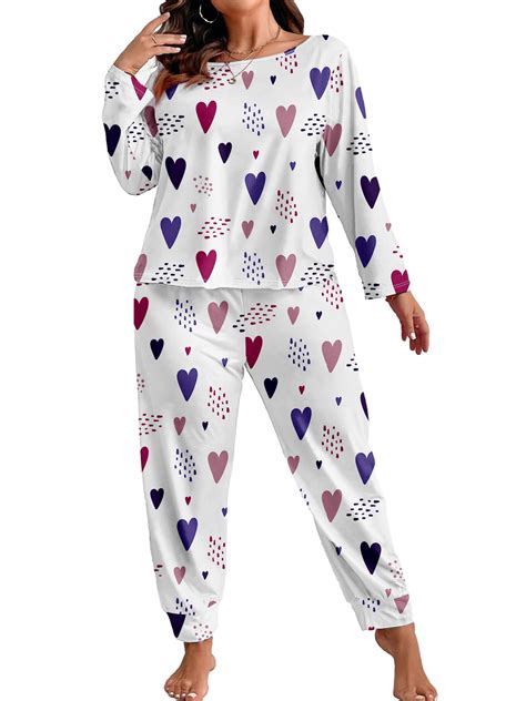 ValueVibe Plus Size Pajama Sets for Women 2 Piece Crew Neck Long Sleeve ...