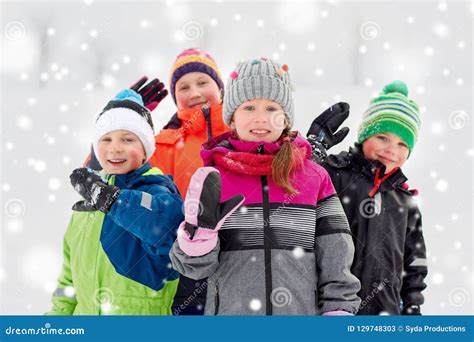 Happy Little Kids in Winter Clothes Outdoors Stock Image - Image of ...