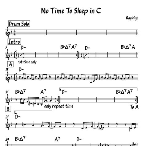 No Time To Sleep in Eb Sheet Music | Rirhythm2u.
