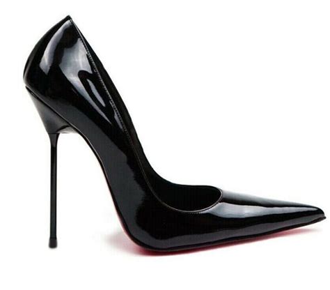 超细金属钢跟12cm高跟女鞋黑羊皮12厘米大码尖头欧美新款红底浅口-淘宝网
